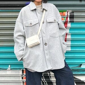 Stradivarius Light Gray Oversized Jacket
